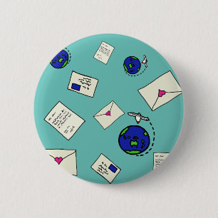 Macaron Rond 5 Cm Courrier autour du monde