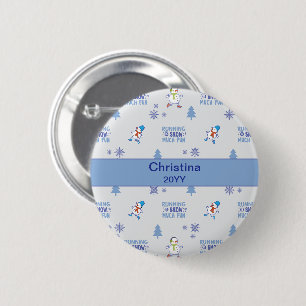 Macaron Rond 5 Cm Courses hivernales - Arbre de Noël de Snowman