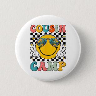 Macaron Rond 5 Cm Cousin Camp 2025 Vacances en famille Camping été C