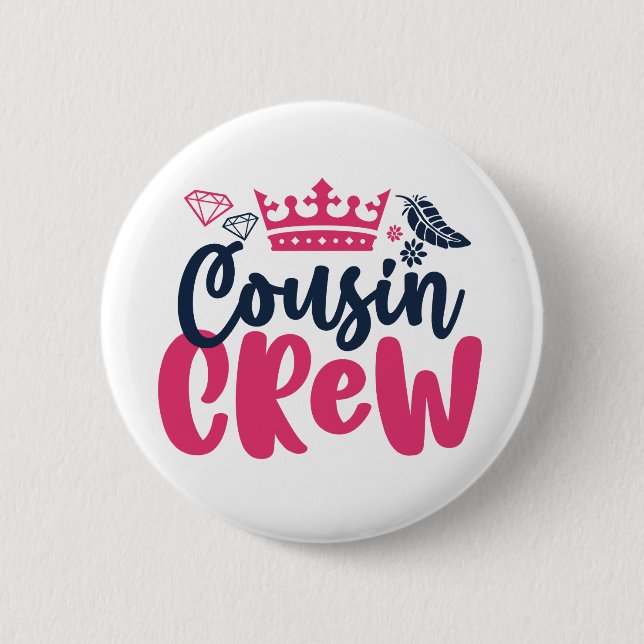Macaron Rond 5 Cm Cousin Crew Girls and Boys Family Reunion (Devant)