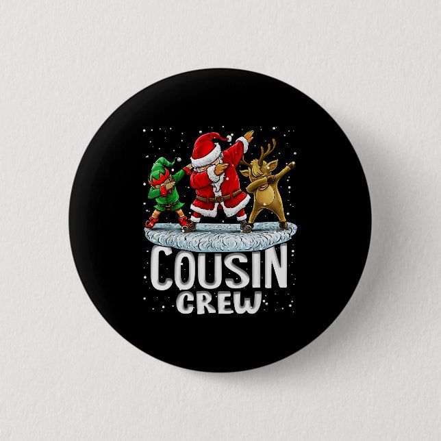 Macaron Rond 5 Cm Cousin Crew Santa Elf Dabbing Matching Family Chri (Devant)