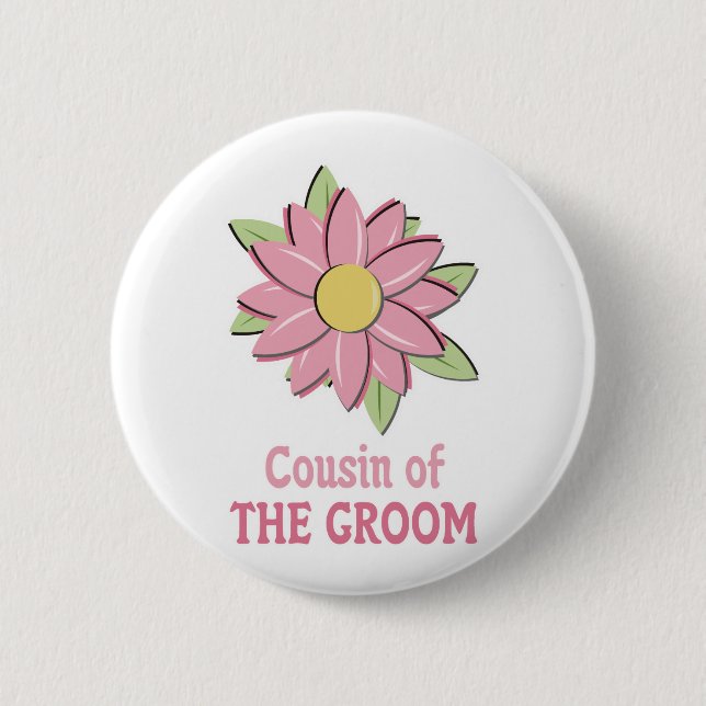 Macaron Rond 5 Cm Cousin rose de marié de fleur (Devant)