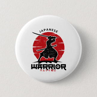 Macaron Rond 5 Cm Coussin silhouette de samouraï japonais