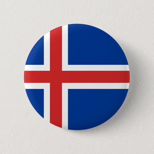 Macaron Rond 5 Cm Coût bas ! Drapeau de l'Islande (Devant)