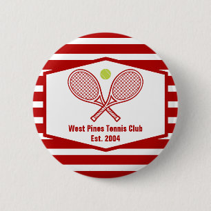 Macaron Rond 5 Cm Coutume Tennis Country Club Red Stried