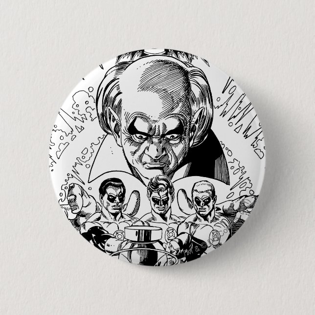 Macaron Rond 5 Cm Couverture comique de trois lanternes vertes, (Devant)