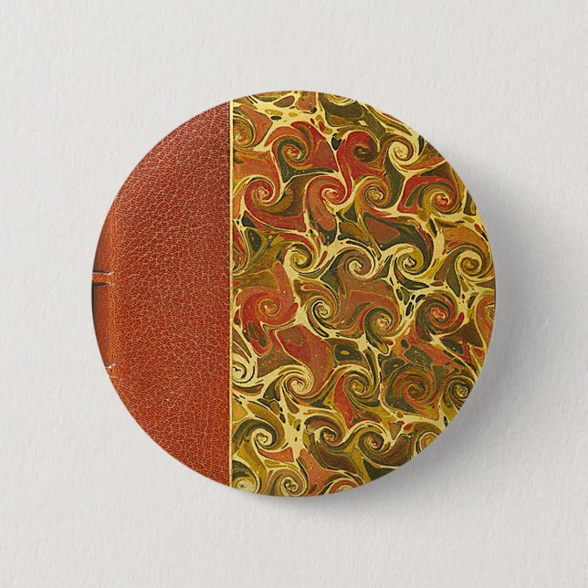 Macaron Rond 5 Cm Couverture de livre antique, motif en spirale orné (Devant)