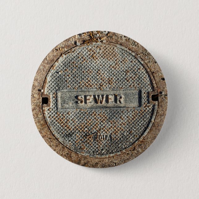 Macaron Rond 5 Cm Couverture de trou d'homme d'égout (Devant)