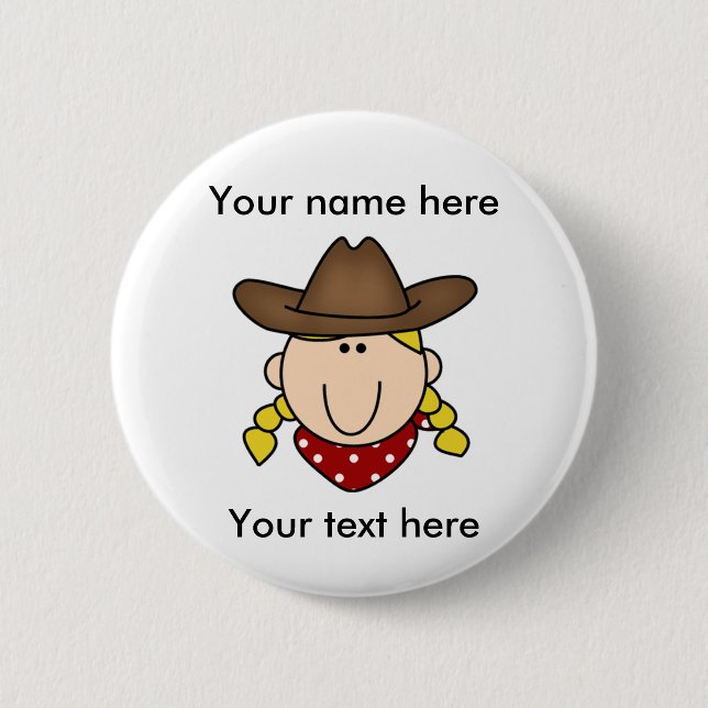 Macaron Rond 5 Cm Cow-girl blonde faite sur commande (Devant)