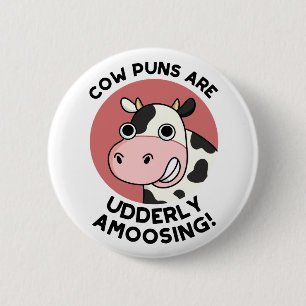 Macaron Rond 5 Cm Cow Puns Udderly Amoosing Funny Animal Pun