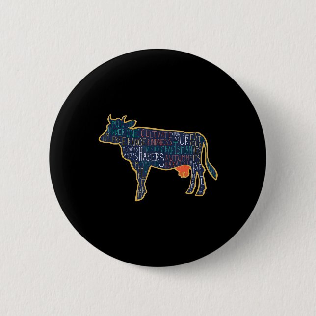Macaron Rond 5 Cm Cow Silhouette Tygraphy Phrases Heifer Fun Chris T (Devant)
