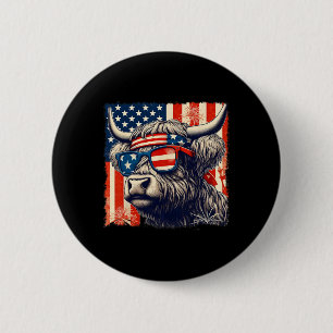 Macaron Rond 5 Cm Cow Sungles drapeau américain 4 juillet fermier