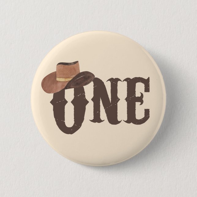 Macaron Rond 5 Cm Cowboy Casquette Thème ONE 1er anniversaire (Devant)