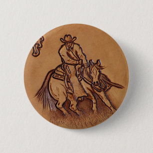 Macaron Rond 5 Cm Cowboy en cuir occidental de rodéo d'équitation
