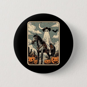 Macaron Rond 5 Cm Cowboy Ghost Riding Horse Funny Tarot Card Hallowe