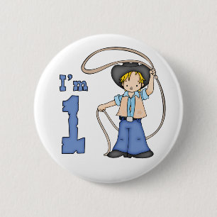 Macaron Rond 5 Cm Cowboy Roper 1st Birthday Pinback Button