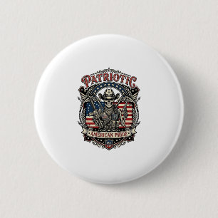 Macaron Rond 5 Cm Cowboy squelette patriotique Squelette patriote so
