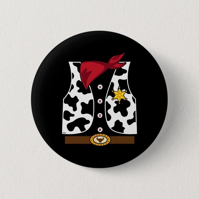 Macaron Rond 5 Cm Cowboy Vest Western Sheriff Costume Cool Easy Hall (Devant)