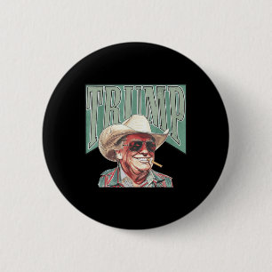Macaron Rond 5 Cm Cowboy Western Faire de l'Amérique Grand Trump pap