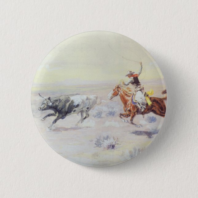 Macaron Rond 5 Cm Cowboys du Triangle Bar par CM Russell (Devant)