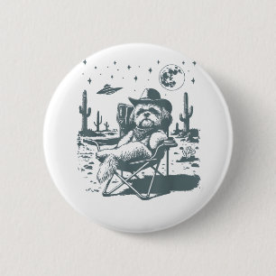 Macaron Rond 5 Cm Cowboys UFO Western français