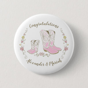 Macaron Rond 5 Cm Cowgirl Pays Western Thème Pink Baby shower