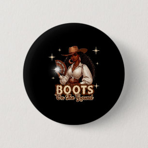 Macaron Rond 5 Cm Cowgirl Western Black Girl Bla avec des bottes sur