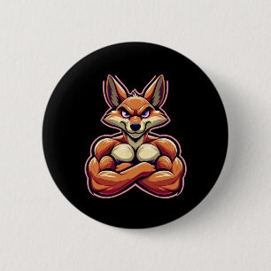 Macaron Rond 5 Cm Coyote Flexing Muscles Van Lover Bodybuilding Gym