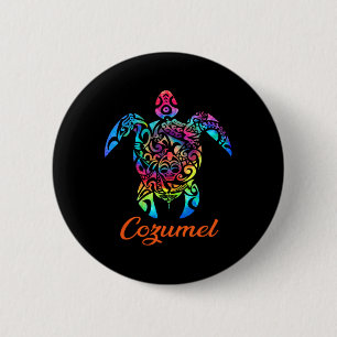 Macaron Rond 5 Cm Cozumel Sea Turtle Famille Vacances Été 2025