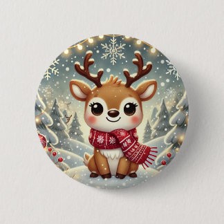 Macaron Rond 5 Cm Cozy Christmas Reindeer in a Winter Wonderland