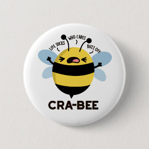 Macaron Rond 5 Cm Cra-bee Funny Crabby Bee Pun