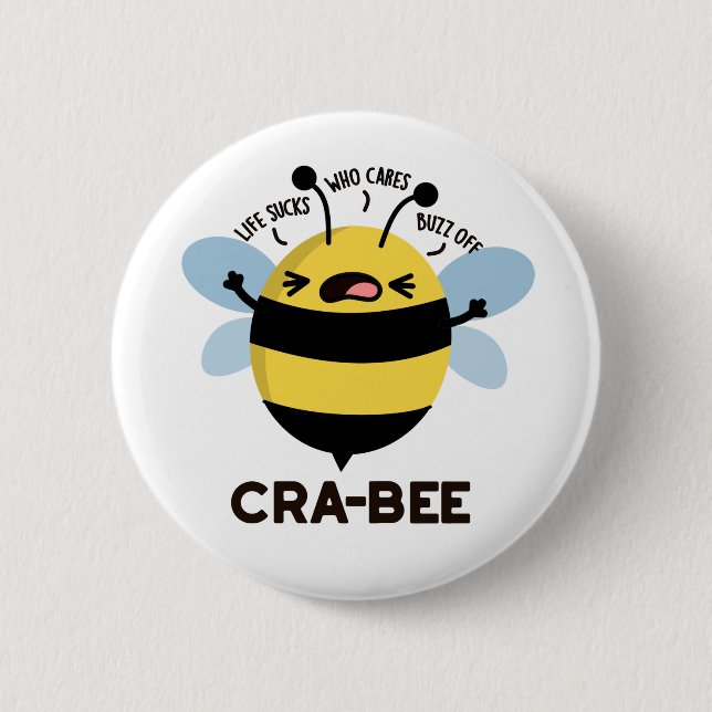 Macaron Rond 5 Cm Cra-bee Funny Crabby Bee Pun (Devant)
