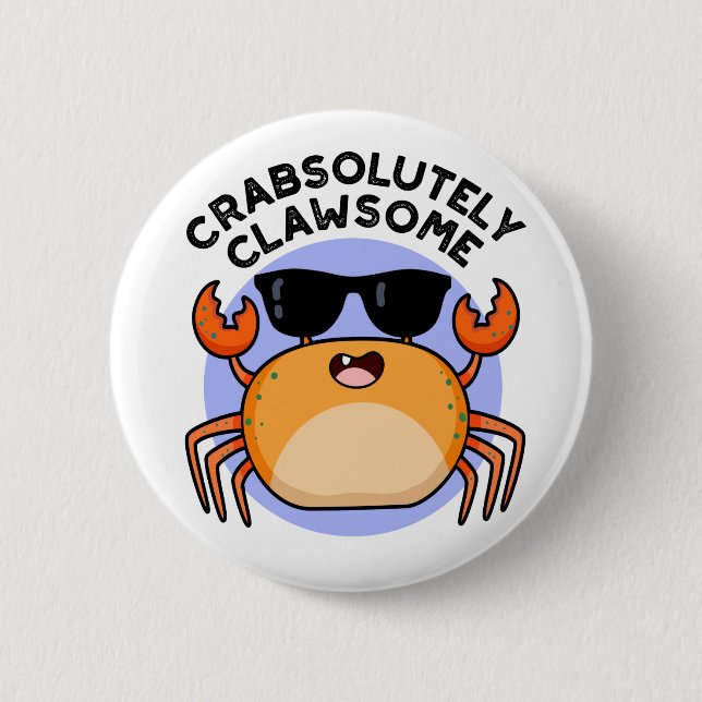 Macaron Rond 5 Cm Crabe Clawsome Funky Crabe Pun (Devant)