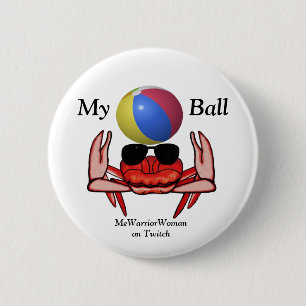 Macaron Rond 5 Cm Crabe de plage, My Ball, MeWarriorWoman sur Twitch