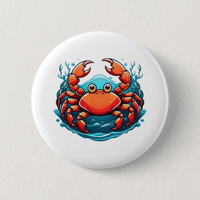 Macaron Rond 5 Cm crabe-drole (Devant)