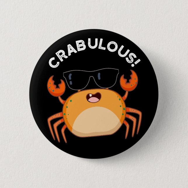 Macaron Rond 5 Cm Crabe Funny Crabe Pun Dark BG (Devant)