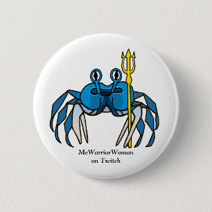 Macaron Rond 5 Cm Crabe guerrier bleu, MeWarriorWoman sur Twitch