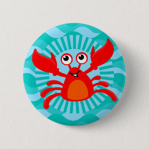 Macaron Rond 5 Cm Crabe mignon - mer nautique d'océan de poissons