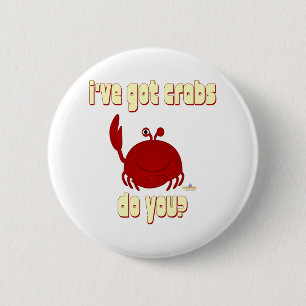 Macaron Rond 5 Cm Crabe rouge souriant J'ai des crabes, tu veux ?