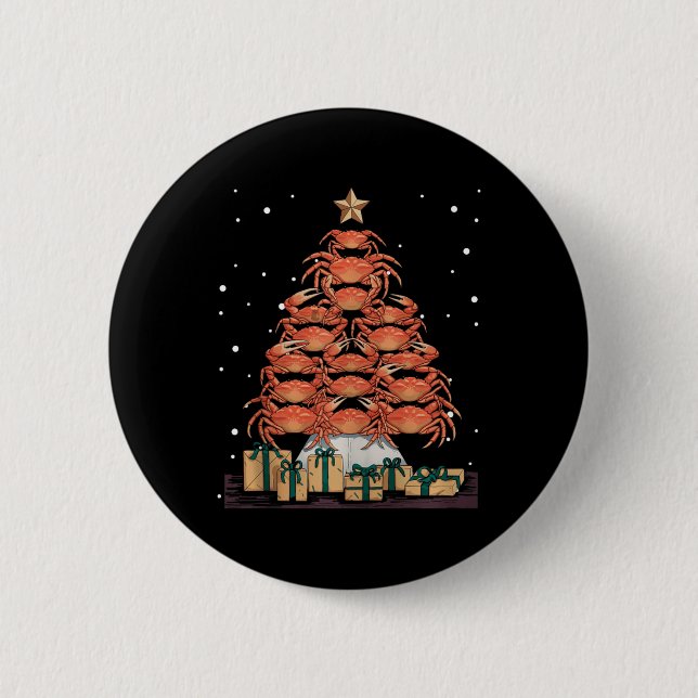 Macaron Rond 5 Cm Crabe Xmas Arbre Crabe Arbre de Noël Débardeur2 (Devant)