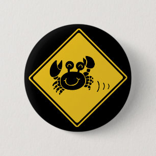 Macaron Rond 5 Cm Crabes d'attention (1), poteau de signalisation,