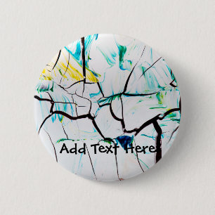 Macaron Rond 5 Cm Cracks Abstraits en bleu jaune vert