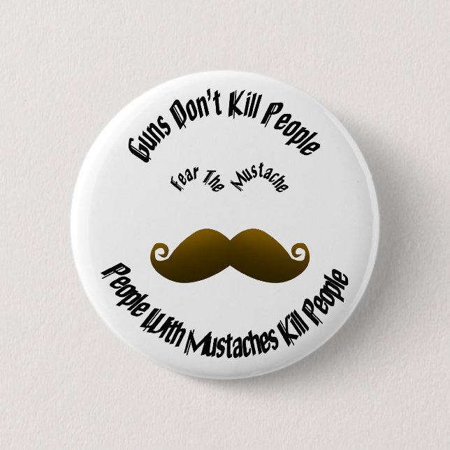 Macaron Rond 5 Cm Craignez La Moustache (Devant)