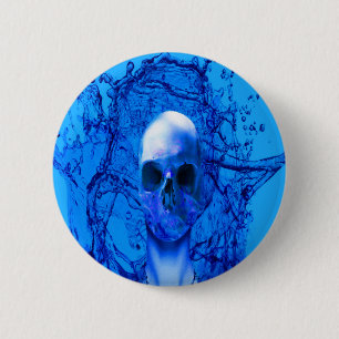 Macaron Rond 5 Cm crâne bleu Alien