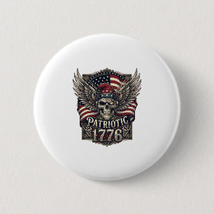 Macaron Rond 5 Cm Crâne Cyber Liberté Patriotique Cyberpunk Futur Fr