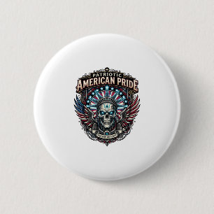 Macaron Rond 5 Cm Crâne Cyber Liberté Patriotique Futur Cyberpunk Gr