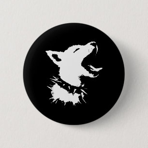 Macaron Rond 5 Cm Crâne de Chien Punk Y2k Mignon Effrayant Chiots Go