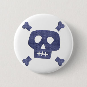 Macaron Rond 5 Cm Crâne de denim