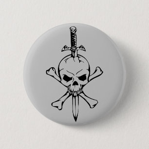 Macaron Rond 5 Cm Crâne de jolly roger avec le bouton de Pinback de