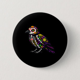 Macaron Rond 5 Cm Crâne de sucre mexicain Calavera de corbeau fémini
